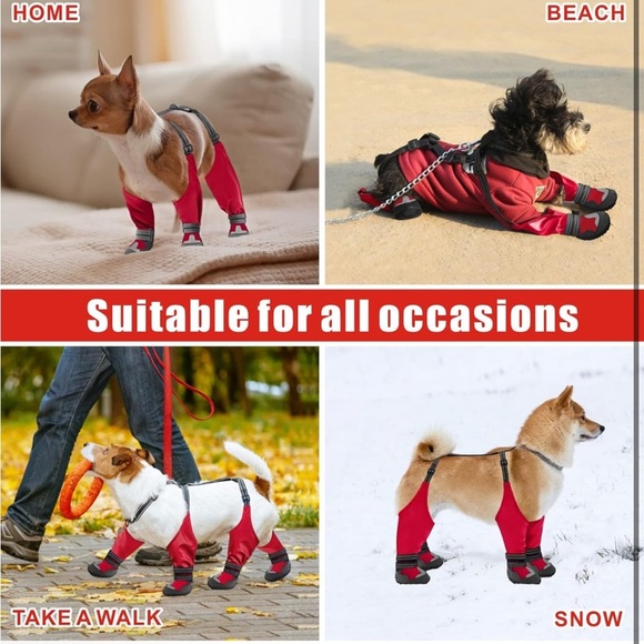 Idepet Dog Suspender Boots, Tall Dog Boots Anti-Slip & Fall Waterproof (064) - Picture 3 of 6